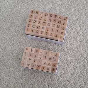 2 Sets Wooden Alphabet Stamps